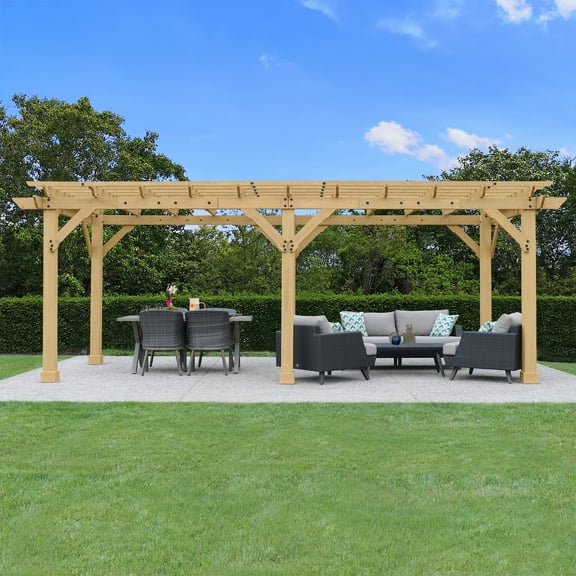 Yardistry Meridian 10' x 22' x 8' Natural Cedar Pergola, Multilevel Design