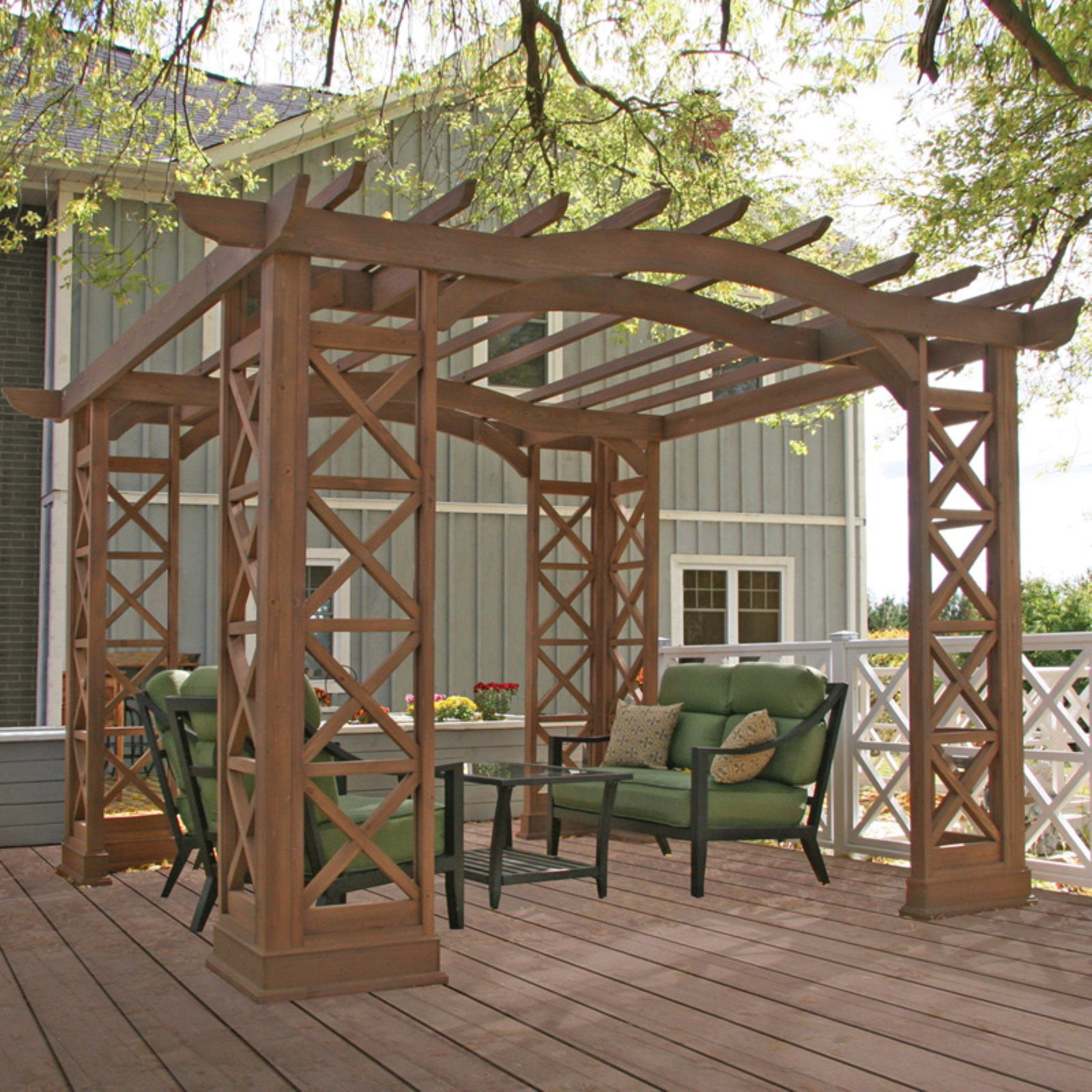 Yardistry Preston 8.2 ft. Arched Roof Pergola Room Kit - Walmart.com