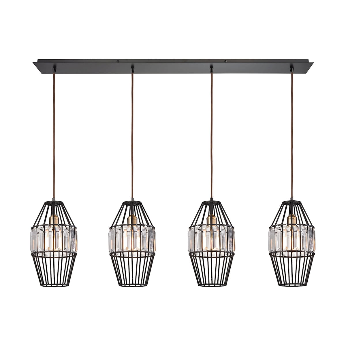 Yardley 4Light Linear Pendant Fixture in Oil Rubbed Bronze with Clear
