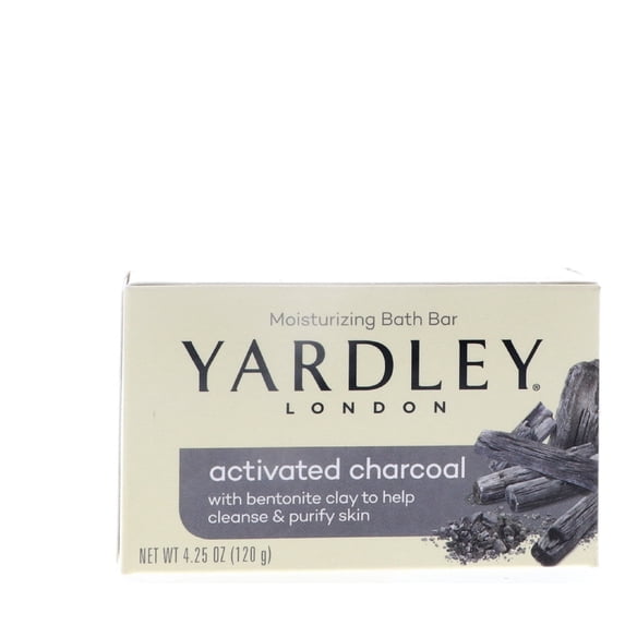Yardley Activated Charcoal Bath Bar, 4.25 oz Pack of 12