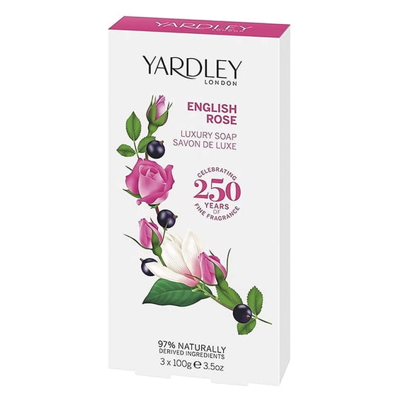 Yardley English Rose Luxury Bar Soap Set for Women, 3 Count