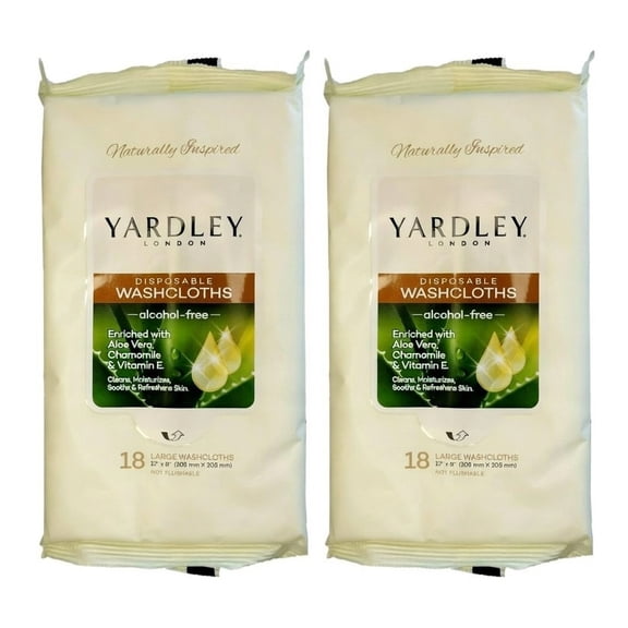 Yardley London 18-Pack Premium Disposable Washcloths - Luxurious High Quality Materials for Face, Body, Travel, and Home Use