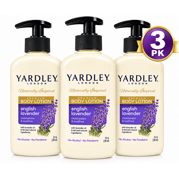 Yardley London English Lavender Moisturizing Body Lotion, Intensly Nourishing & Moisturizing Lotion- 3 Pack