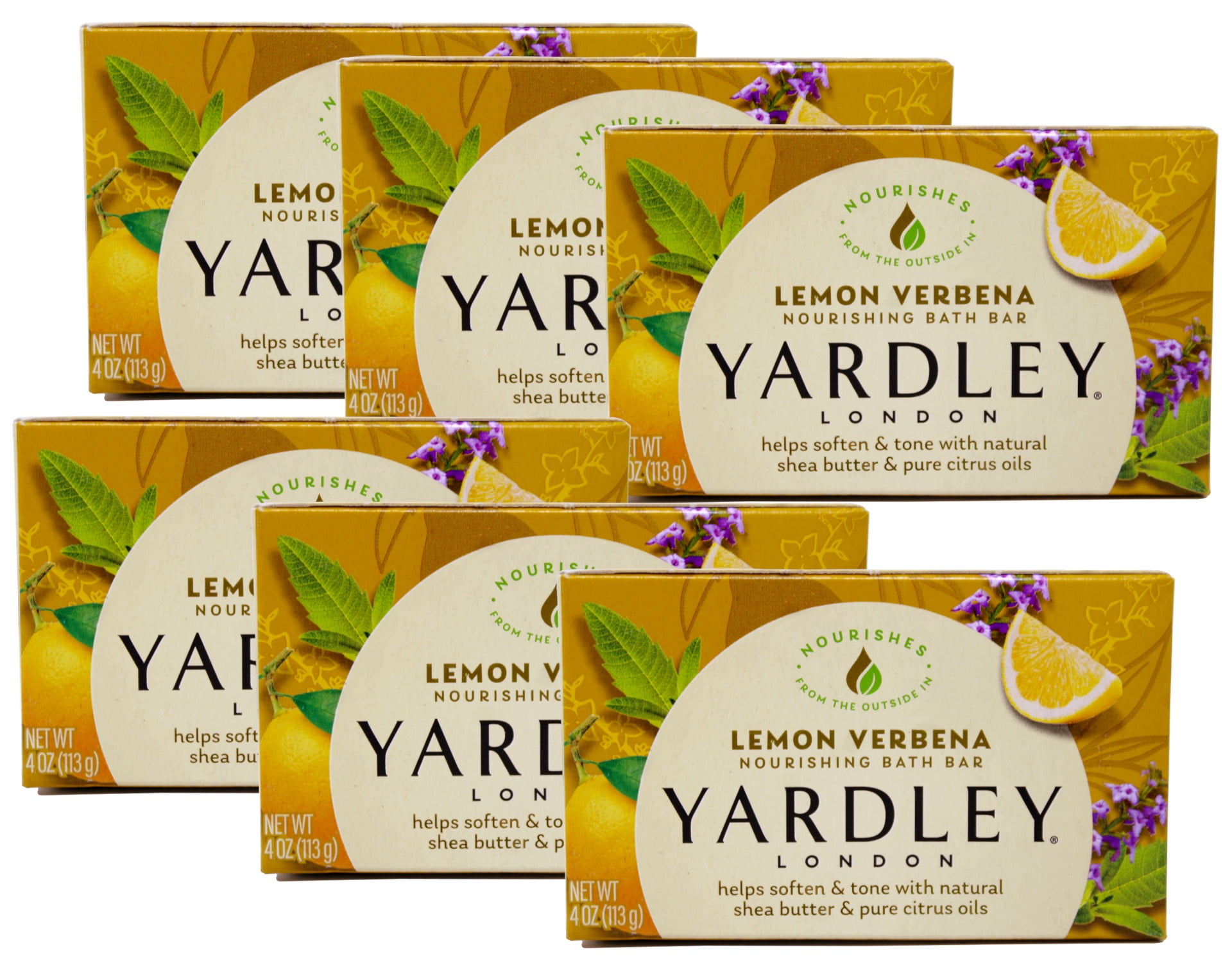 Yardley London Moisturizing Bar, Lemon Verbena With Shea Butter 4.25 oz (Pack of 6)