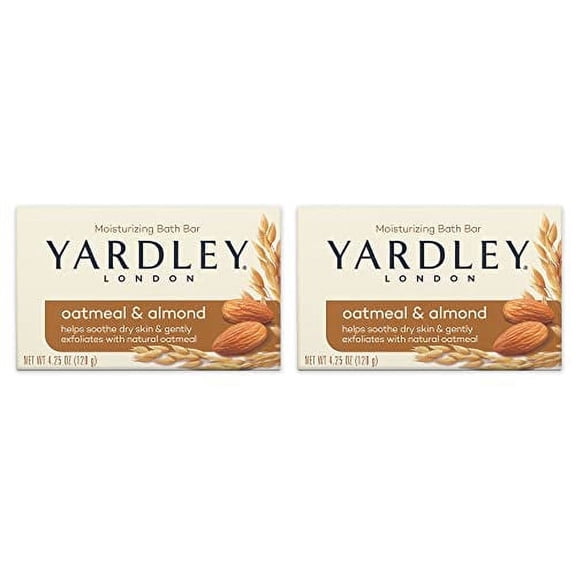 Yardley London Moisturizing Bar Oatmeal & Almond with Natural Oats 4.25 oz (Pack of 2)