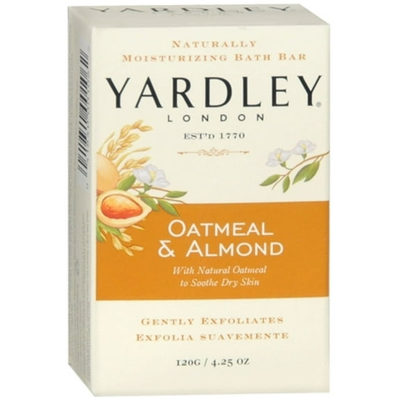 Yardley London Moisturizing Bar Oatmeal & Almond with Natural Oats 4.25 oz (Pack of 6)