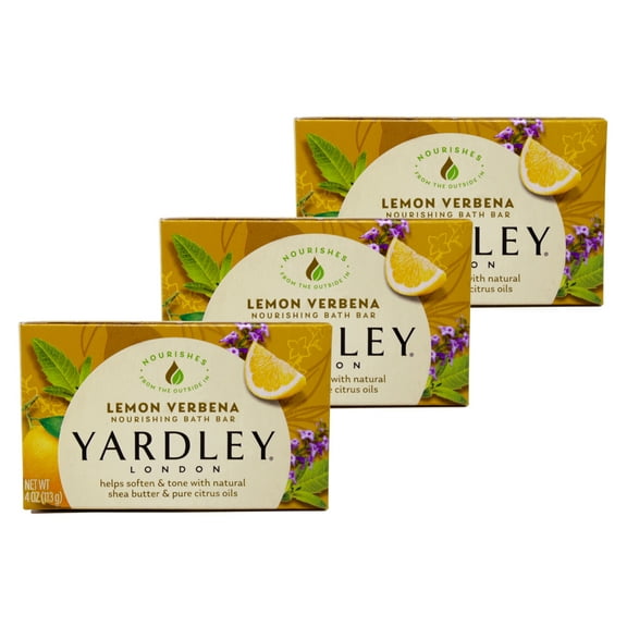 Yardley London Moisturizing Bath Bar Lemon Verbena, 4.0 Oz. 3 Pack