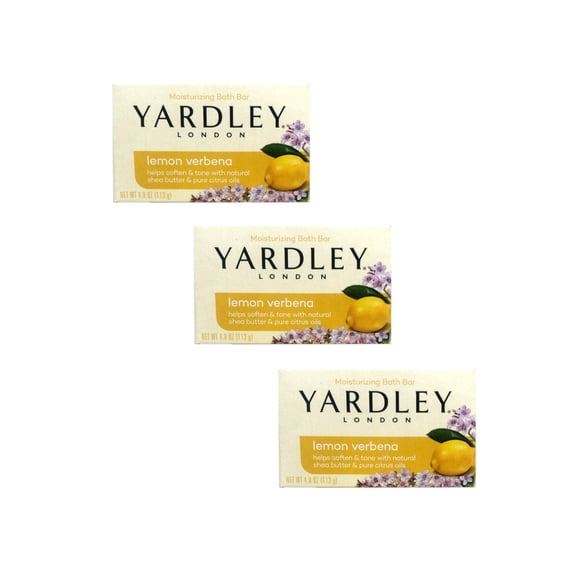 Yardley London Moisturizing Bath Bar Lemon Verbena, 4.0 Oz. Pack of 3