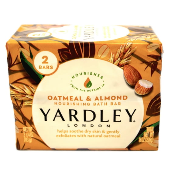 Yardley London Oatmeal and Almond Bath Bar, 4 oz., 2 Count (Pack of 32)