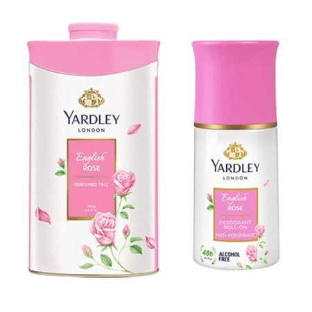 Yardley London Perfumed Talc & Deodorant Roll-On English Rose Combo Set