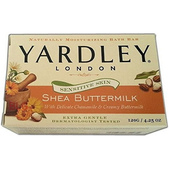 Yardley London Sensitive Skin Shea Buttermilk Bar Soap, 4.25 oz (Pack of 4)