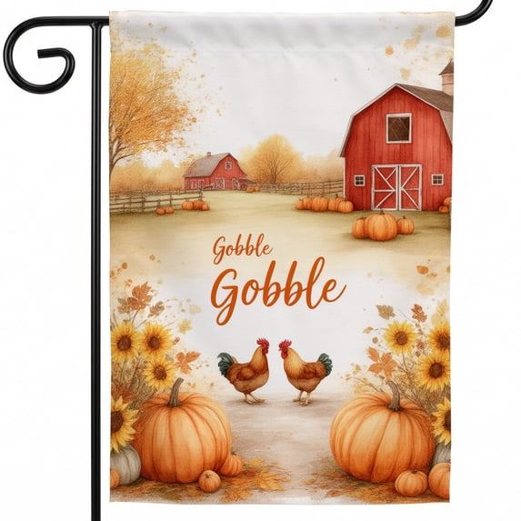 Two 2 Red Yardlyne Thanksgiving Yard Flag,A painting of two roosters standing in ...