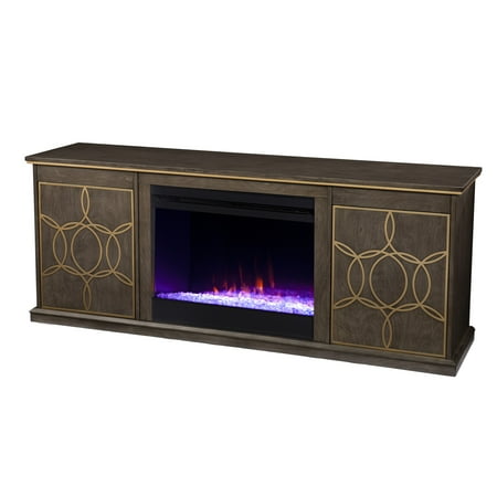 SEI Furniture - Yardlynn Fireplace Entertainment Center for Most Flat-Panel TVs Up to 58" - Brown and gold finish