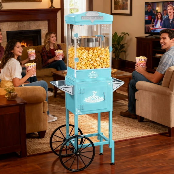 Yardmaster 10 oz Popcorn Machine, Bar Style Popper with Warming Deck and Kernel Drawer, 4-5 Minute Popping, Light Green