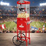 10 OZ Popcorn Machine, ENYOPRO Popcorn Maker with Cart, 40-Cup Capacity, Removable Stainless Steel Kettle, Perfect for Home Theater, Party, Wedding & Birthday, Red