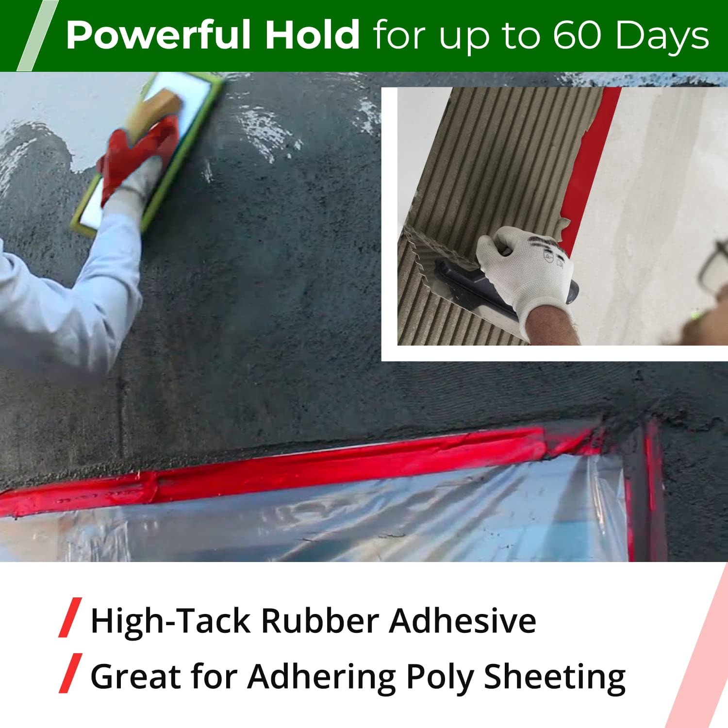 Yards Red Stucco Tape, HeavyDuty 60 Days LongLasting Bond Removes