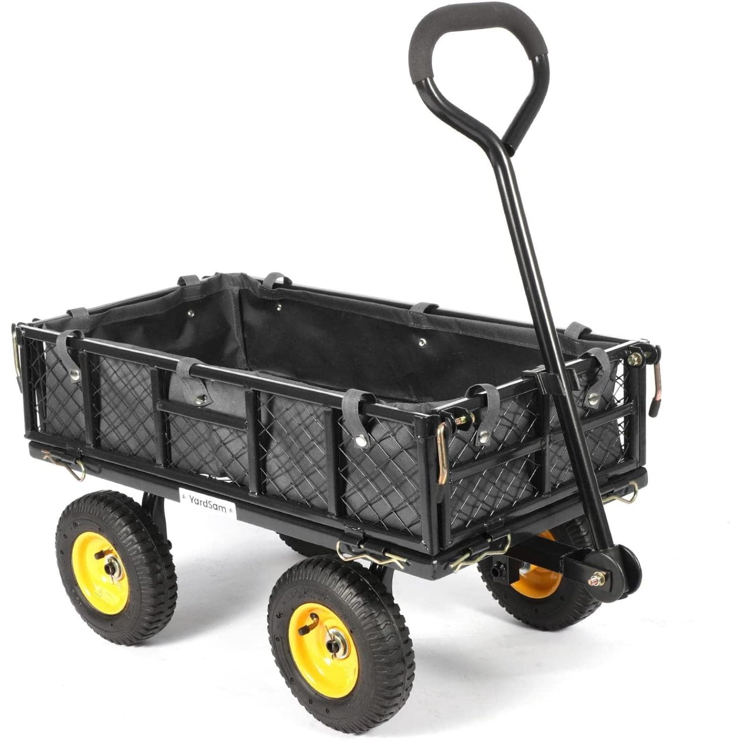 Yardsam Utility Steel Garden Carts and Wagons, Heavy Duty Lawn Wagon ...