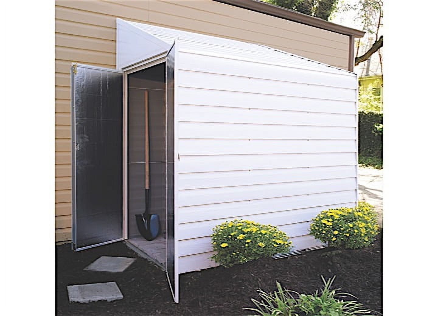 White 4 x 7 ft Steel Garden Storage Shed with Pent Roof