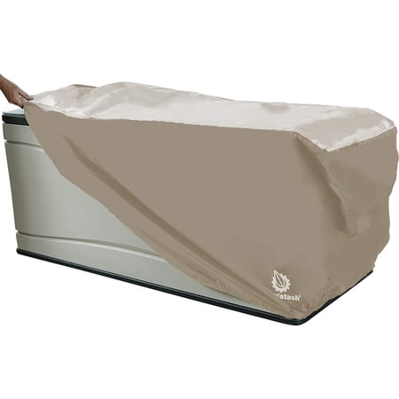Yardstash Heavy Duty Waterproof Deck Box Cover Protects From Outdoor Rain Wind And Snow, XL, Tan