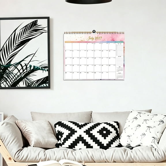 Yardvibe 2027 Wall Calendar, 1 Pack Paper Spiral Coil Bound 18 Month Countdown With To-Do Notes Section, Daily Planning For Home Office School Desk, Multicolor