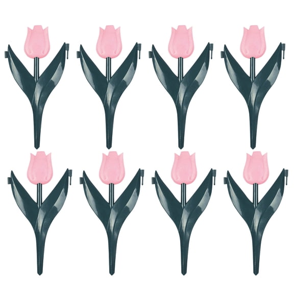 Yardvibe 8Pcs Plastic Flower Garden Stake, 5.91"x11.42" Tulip Garden Picket Fence, Tulips Flower Shapes Picket Edgings, Decorative Floral Landscape Path Panels (Pink)