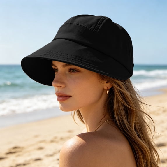 Yardvibe Adjustable UPF Sunscreen Baseball Hat, 21.3"-22.8" Lightweight Wide Brim Hat for Hiking and Camping, UV Protection Hat for Men and Women (Black)