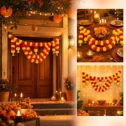 Yardvibe Artificial Marigold Garland Diwali Door Toran with 5 Gold Bells, Orange Flower Garland, 39.7x13 Inch, Indian Home Pooja Wedding Decor