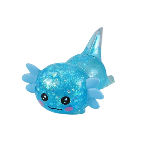 Yardvibe Axolotl Squeeze Stress Ball, Soft TPR Slow Rising Squeeze Balls, Glitter Sugar Cute Axolotl Fidget Sensory for Stress Relief, Anxiety Calming for Adults, Blue