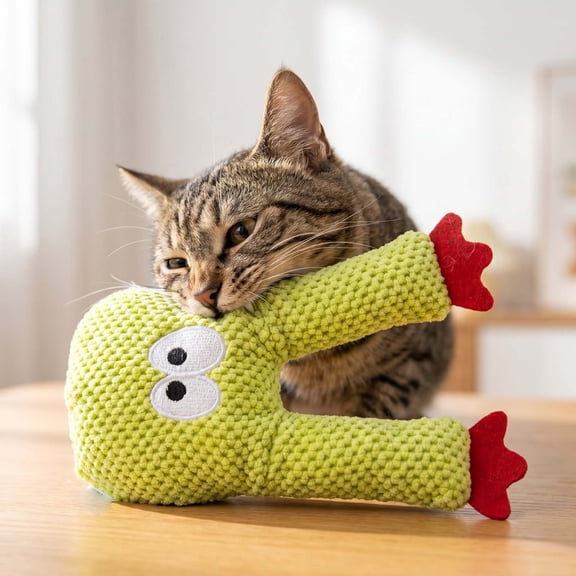Yardvibe Cactus Organic Catnip Cat Toy, 3.94"x8.27" No Cotton Filling Soft Plush Kicker Pillow, Interactive Dental Chew Toy for Indoor Cats Teeth Cleaning (B)
