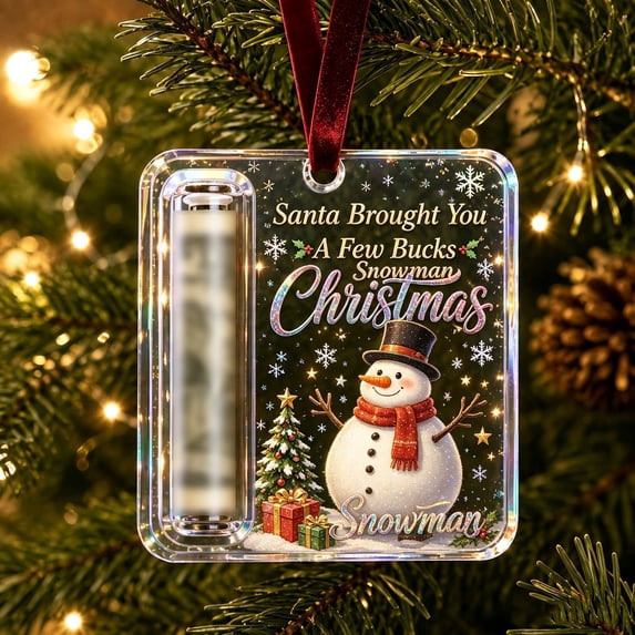 Yardvibe Christmas Cash Gift Ornament, 3.94" Acrylic Christmas Money Holder, Snowman Funny Hanging Xmas Tree Decoration, Cash Money Gift for Graduation Stocking Stuffer Gifting