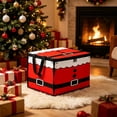 thumbnail image 1 of Yardvibe Christmas Santa Storage Box, 16.5x11.8x11.8 Inch Red Christmas Storage Bin with Lid and Carrying Handle, Foldable Organizer with Lid for Clothes Blankets and Holiday Indoor Storage, 1 of 6