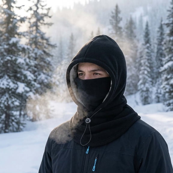 Yardvibe Cold Weather Insulated Fleece Balaclava, 1 Pack Thermal Thickened Fleece Lining, Winter Neck Warmer for Cycling Skiing Snowboarding, Black Winter Balaclava