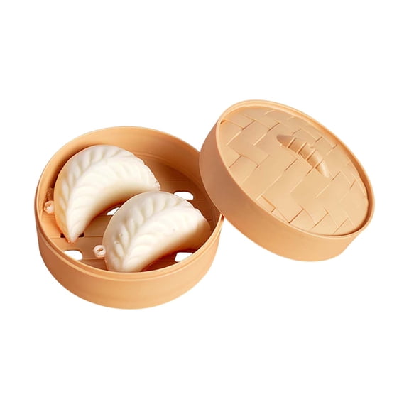 Yardvibe Dumpling Squishies with Steamer Box, Realistic Squeeze Sensory Fidget Steamed Dumpling for Anxiety Relief, Soft Slow Rising Dough for Mystery Box Gift, Easter Basket Stuffer, Party Favor (A)
