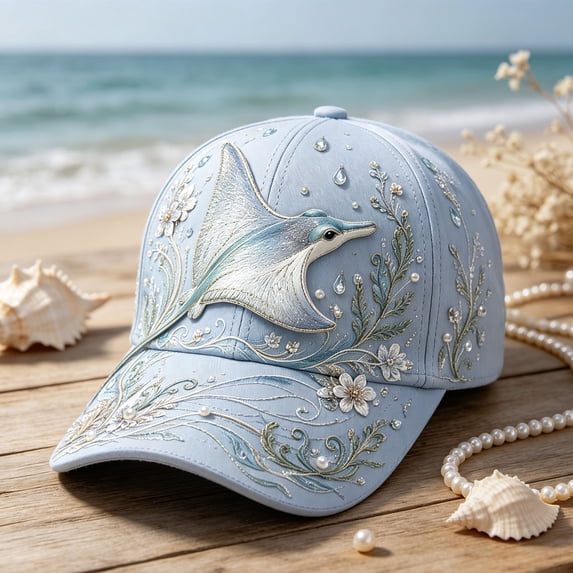 Yardvibe Garden Morning Cap, 4.7"x7.1" Adjustable Marine Animal Print Baseball Cap for Women, Lightweight Breathable Casual Sun Hat, Gift for Ocean Animals Lovers (B)