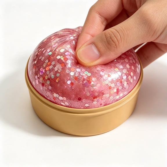 Yardvibe Glitter Dumpling Squishies with Steamer Box, 3.74" Cute Soft Sensory Fidget Stress Ball for Anxiety Relief, Portable Squeeze Dough for Adults, Party Favor Gifts (Pink)