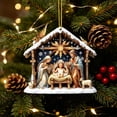 thumbnail image 1 of Yardvibe Handcrafted Christmas Nativity Ornament, 4 Inch Resin Hanging Piece with Radiant Star Accent, Holiday Display for Tree Mantel Shelf Window, Snowy Roof Manger Scene, 1 of 6