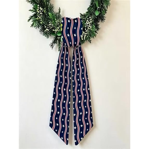 Yardvibe Patriotic Wreath Sash for Front Door, 56"x4.5" Double Sided Satin Stars and Stripes American Flag Ribbon for 4th of July Independence Day Decoration (E)