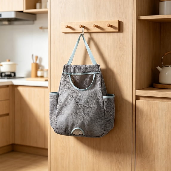 Yardvibe Plastic Hanging Bag Holder, 8.66"x10.24" Wall Mounted Breathable Mesh Hanging Kitchen Storage Bag Dispenser, Trash Bag Dispenser, Large Grocery Bag Holder (Gray)