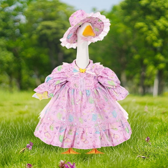 Yardvibe Porch Goose Outfit, Fancy Dress Butterfly Porch Goose Clothes for 23" Large Statue Outdoor Patio Yard Lawn Art Spring Decoration (B)