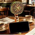 thumbnail image 1 of Yardvibe Portable Handheld Fan with Phone Stand, 7.9" USB Rechargeable Vintage Floral Desk Fan with 3 Speeds Airflow, Quiet Personal Fans for Home Office Travel (Orange), 1 of 5