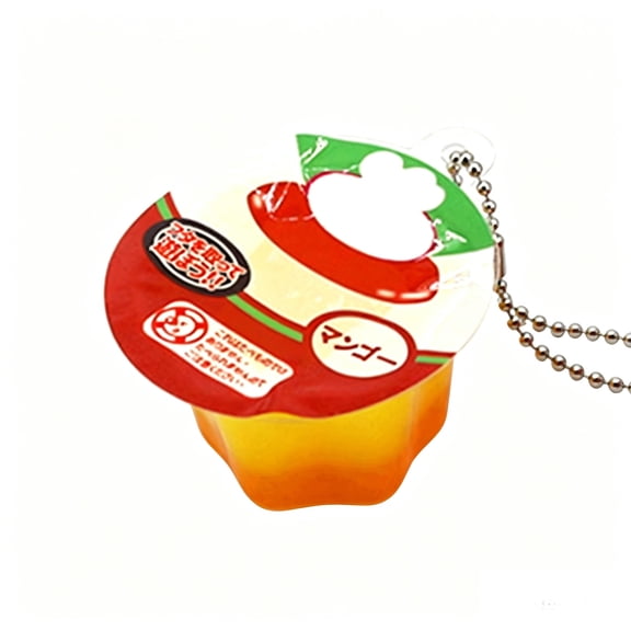 Yardvibe Pudding Squishies with Chain, Super Soft Jelly Sensory Fidget Stress Ball for Anxiety Relief, Slow Rising Squeeze Balls for Pudding Lovers, Party Favor Gift (A)