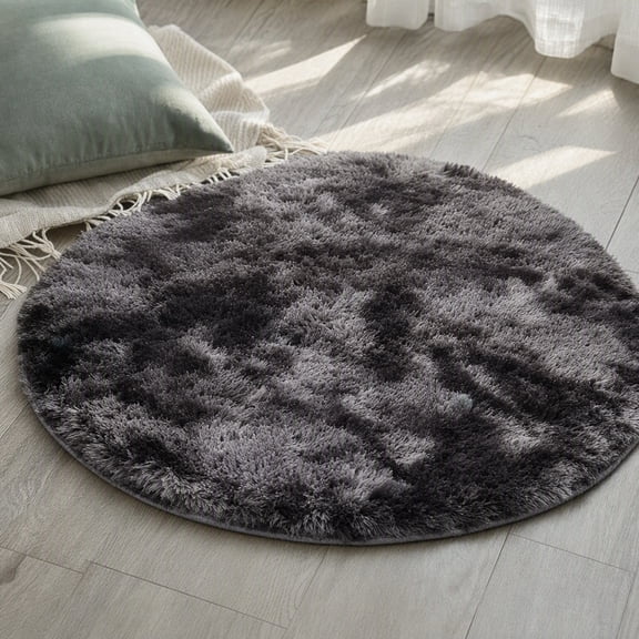 Yardvibe Round Soft Floor Cushion Mats, 15.75" Dark Gray Plush Circle Floor Rug Seats for Home Story Time, Group Activity & Indoor Play Area Use