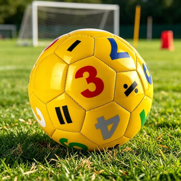 Yardvibe Soccer Ball with Number & Alphabet, 5.91" Outdoor Sports Ball Bulk for Adults Parties and Soccer Fan Gifts, Indoor Outdoor Use, Size 2 (Yellow)