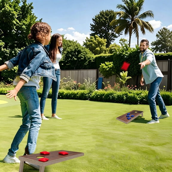 Yardvibe Solid Wood Cornhole Set with 8 Bean Bags, 5.12"x10.24" Regulation Size Cornhole Board Set for Adults, Cornhole Game Set for Tailgate Backyard Toss Games (2PC Board + 8PC Bean Bags)