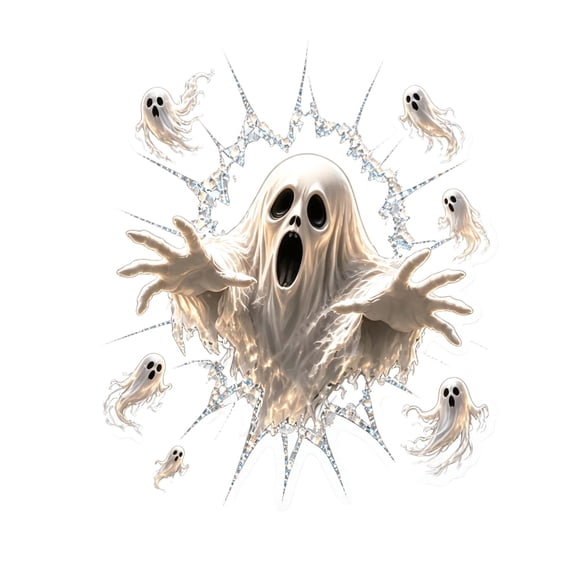 Yardvibe Spooky Realistic Break Through Ghost Window Clings, 9 Piece Removable Shatterproof Sheet, Scary Prank For Halloween Party Front Door Glass Porch, White