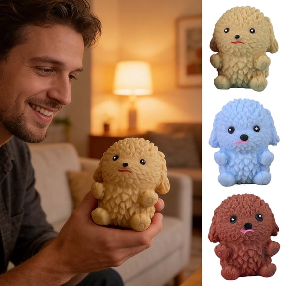 Yardvibe Teddy Dog Squishies, Dog Stress Balls for Adults, 3.15" x 2.36" Mini Cute Squeeze Fidget Animal Dog Ball for Home Office Party Favors Gift (Random)