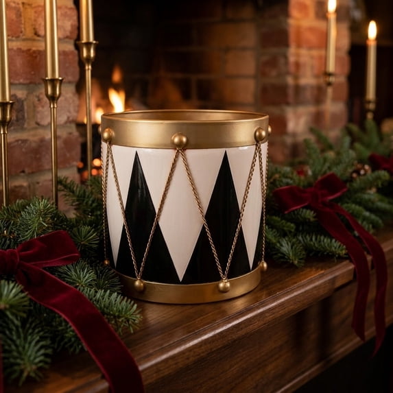Save Candy Container Yardvibe Vintage Christmas Drum Bucket, 7.87x7.87 IN Gold Decorative ...