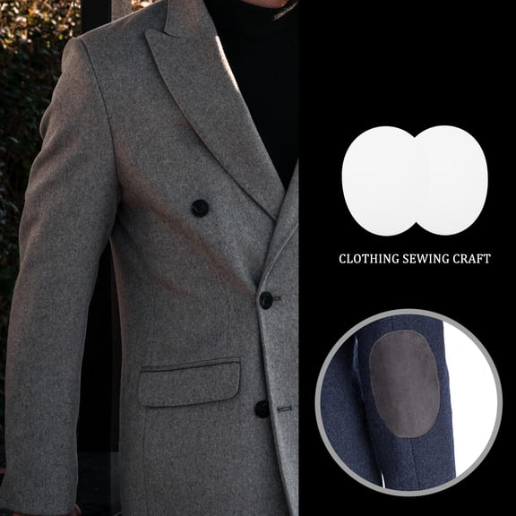 Yardwe 1 Pair of Elbow Iron on Patches for Jackets White Synthetic Material