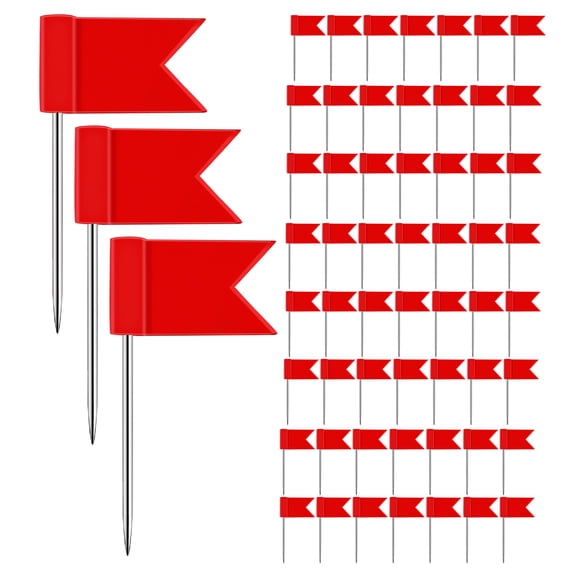 Yardwe 100Pcs Map Push Pins with Red Flags for Travel Planning and Office Use