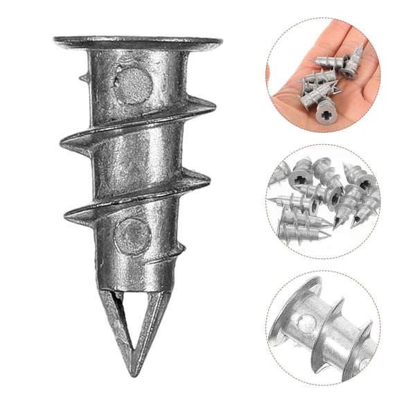 Yardwe 100Pcs Stable Heavy Duty Drywall Anchors Plated Silver with Excellent Texture for Strong Support